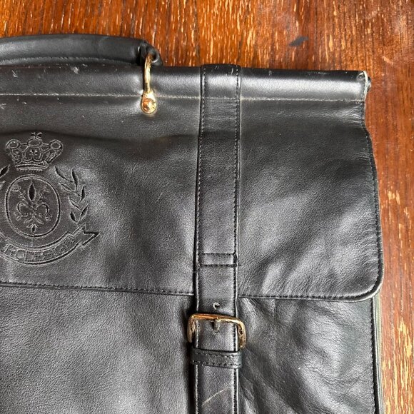 Vintage Eurodesign Black Leather Portfolio Bag With Shoulder Strap & Buckle Clos - Picture 9 of 12